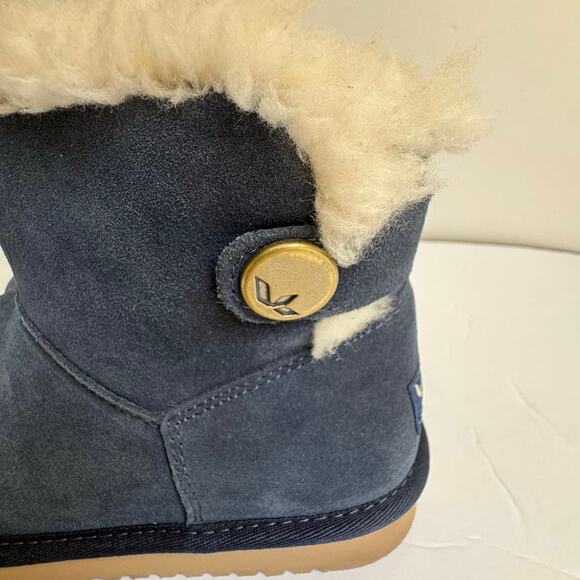 Koolaburra by UGG Women’s Jordana Mini Boots Size 6 Blue Suede Button Faux Fur - Picture 4 of 8